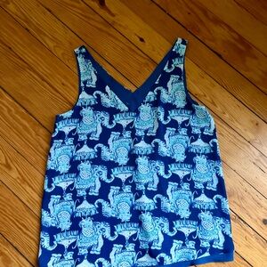 Lilly Pulitzer Reversible Florin Elephant Print V-Neck Sleeveless Top